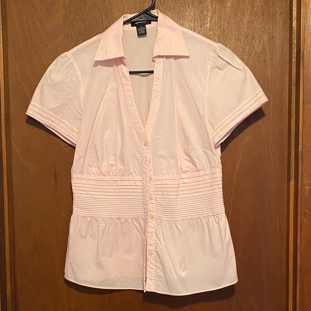 Spense Light Pink Short Sleeve Blouse